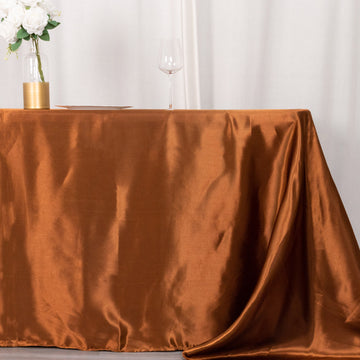 Create a Festive Atmosphere with the Cinnamon Brown Satin Tablecloth