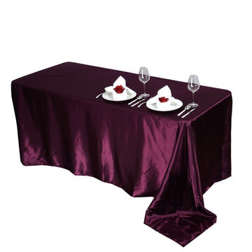 Create a Memorable Event with the Eggplant Satin Tablecloth