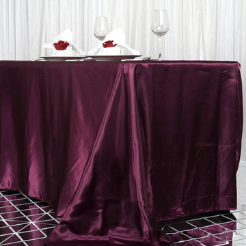 Elegant Eggplant Seamless Satin Rectangular Tablecloth 90"x156"