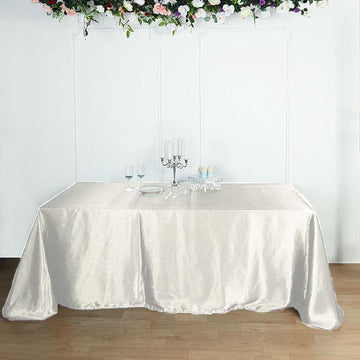 Elegant White Seamless Satin Rectangular Tablecloth 90"x156"