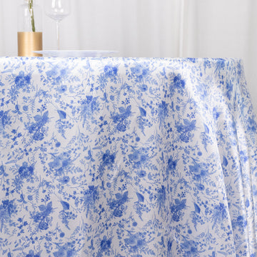 Create Unforgettable Moments with the White Blue Chinoiserie Floral Print Tablecloth