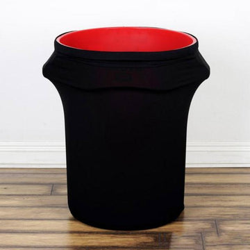 Black Stretch Spandex Round Trash Bin Container Cover 24-40 Gallons