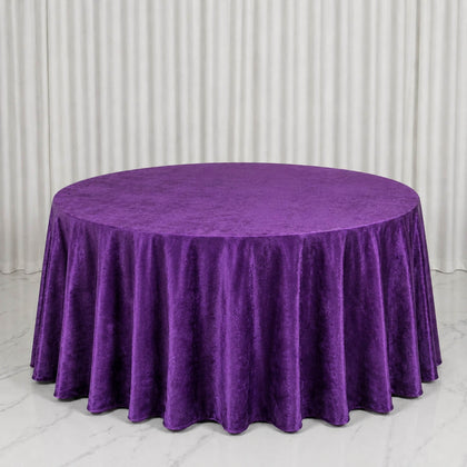 Premium Velvet Round Tablecloth 132" Purple - Soft & Reusable Table Cover