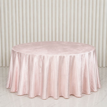 Premium Velvet Round Tablecloth 132" Blush - Soft & Reusable Table Cover