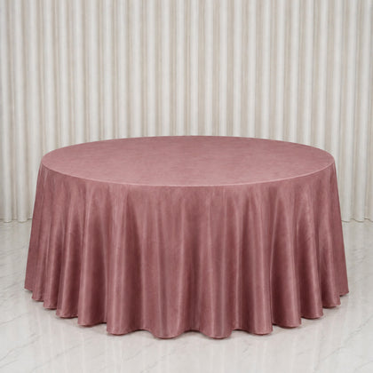 Premium Velvet Round Tablecloth 132" Dusty Rose - Soft & Reusable Table Cover