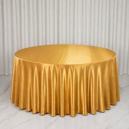 Premium Velvet Round Tablecloth 132" Gold - Soft & Reusable Table Cover