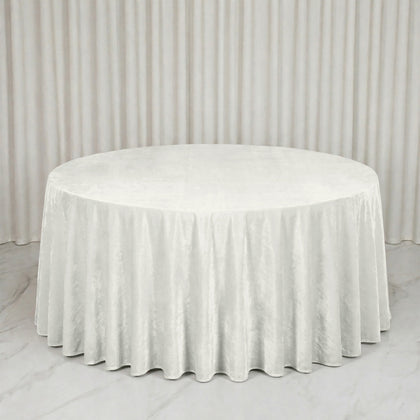Premium Velvet Round Tablecloth 132" Ivory - Soft & Reusable Table Cover