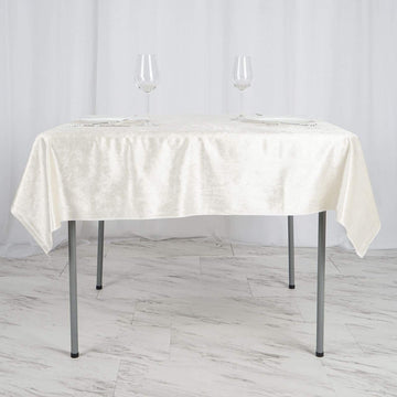White Seamless Premium Velvet Square Tablecloth