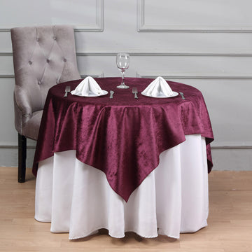 Eggplant Velvet Table Overlay: Add Elegance to Your Event Décor