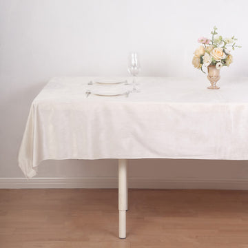 Unleash the Beauty of Ivory Velvet with our Reusable Tablecloth