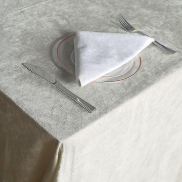 Elevate Your Table Decor with the Ivory Velvet Tablecloth