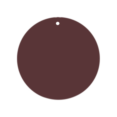 Brown circular tag with a hole for easy attachment