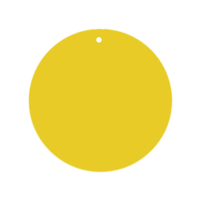 Yellow round tag with a hole for easy attachment