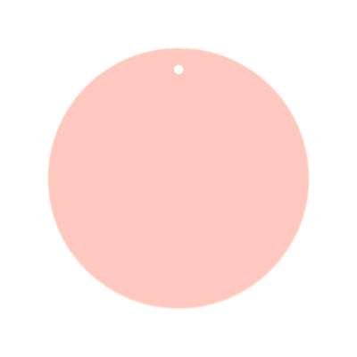 Peach circular tag with a hole for hanging, isolated on a white background