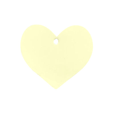 Yellow heart-shaped tag with a hole for hanging