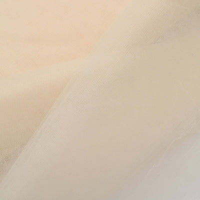Neutral sheer fabric in soft beige tones, displaying texture and drape.