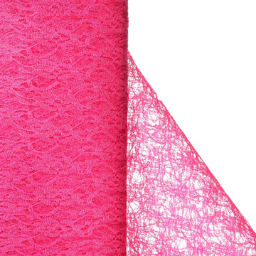 Elevate Your Event Decor with Fuchsia Floral Lace Fabric