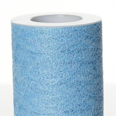 Light blue decorative mesh roll with shimmering texture