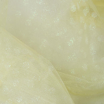 Elevate Your Event Decor with Yellow Glitter Polka Dot Tulle Fabric