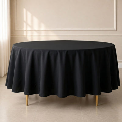 Polyester Round Tablecloth 108" Black - Durable and Stain-Resistant for Easy Maintenance