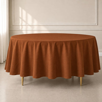 Polyester Round Tablecloth 108" Cinnamon Brown - Durable and Stain-Resistant for Easy Maintenance