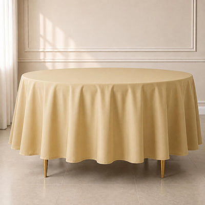 Polyester Round Tablecloth 108" Champagne - Durable and Stain-Resistant for Easy Maintenance