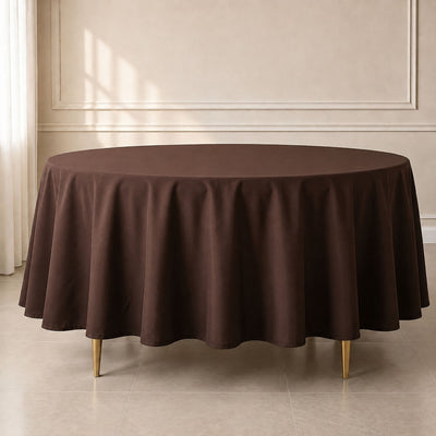 Polyester Round Tablecloth 108" Chocolate - Durable and Stain-Resistant for Easy Maintenance