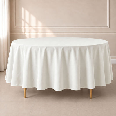 Polyester Round Tablecloth 108" Ivory - Durable and Stain-Resistant for Easy Maintenance