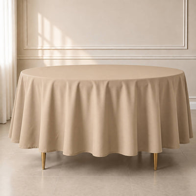 Polyester Round Tablecloth 108" Nude - Durable and Stain-Resistant for Easy Maintenance