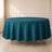 Peacock teal round tablecloth, durable and stain-resistant.