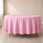 Pink polyester round tablecloth, 108 inches, durable and stain-resistant.