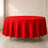 Red polyester round tablecloth, durable and stain-resistant.