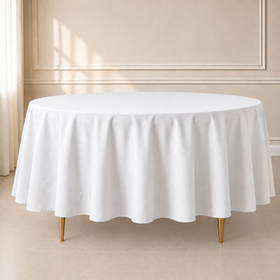 Polyester Round Tablecloth 108" White - Durable and Stain-Resistant for Easy Maintenance