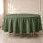 Olive green polyester round tablecloth on a dining table.