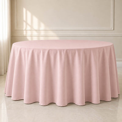 Polyester Round Tablecloth 120" Blush - Durable & Seamless Table Cover
