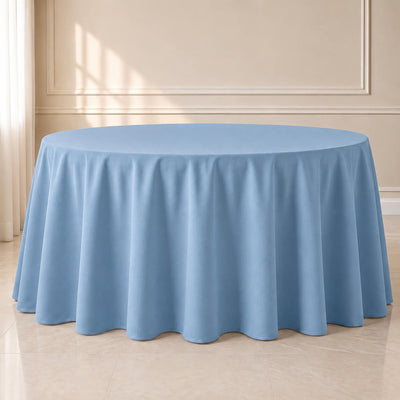 Polyester Round Tablecloth 120" Dusty Blue - Durable & Seamless Table Cover