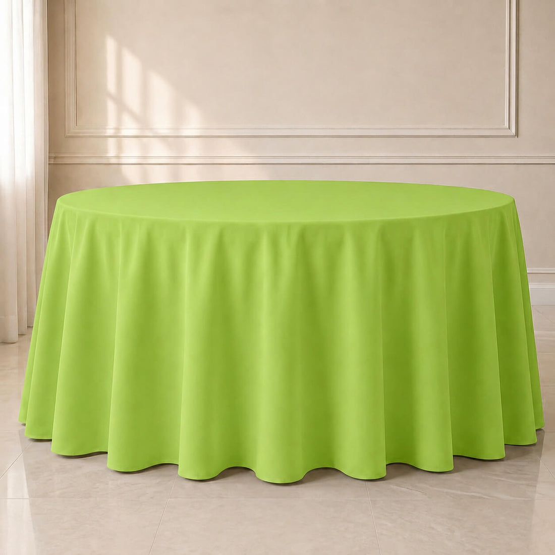 Apple Green Polyester Round Tablecloth - Durable & Seamless Table Cover