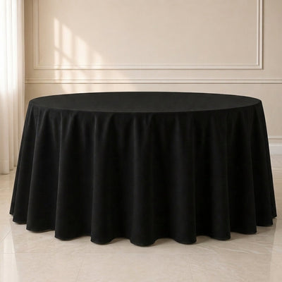 Polyester Round Tablecloth 120" Black - Durable & Seamless Design for Polished Event Styling