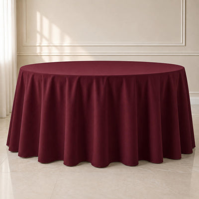 Polyester Round Tablecloth 120" Burgundy - Durable & Seamless Table Cover