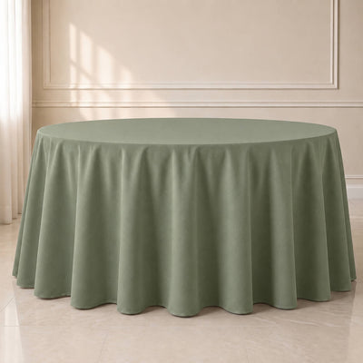 Polyester Round Tablecloth 120" Dusty Sage Green - Durable & Seamless Table Cover