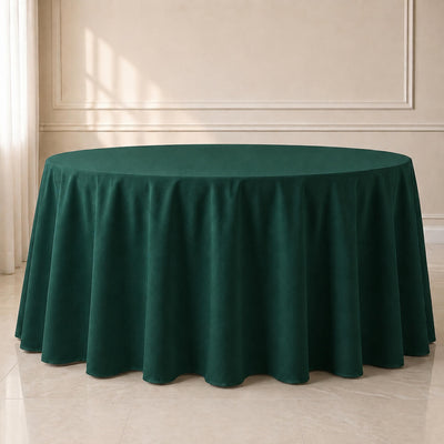 Polyester Round Tablecloth 120" Hunter Emerald Green - Durable & Seamless Table Cover