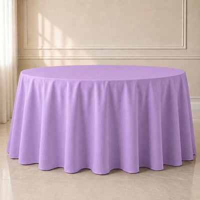 Polyester Round Tablecloth 120" Lavender Lilac - Durable & Seamless Table Cover
