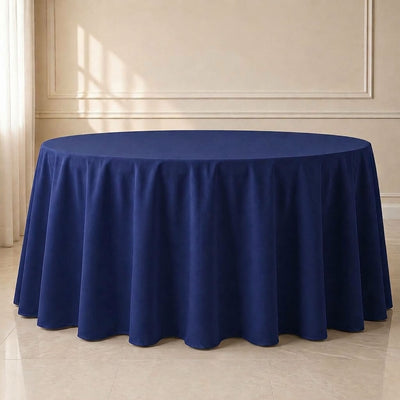 Polyester Round Tablecloth 120" Navy Blue - Durable & Seamless Table Cover