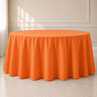 Polyester Round Tablecloth 120" Orange - Durable & Seamless Table Cover