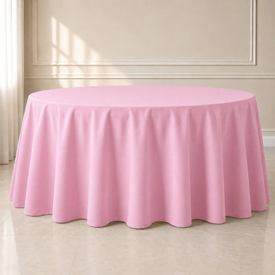 Polyester Round Tablecloth 120" Pink - Durable & Seamless Table Cover