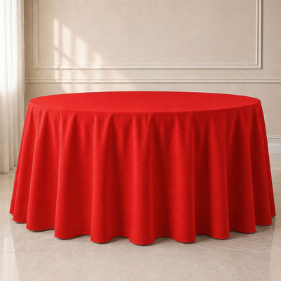 Polyester Round Tablecloth 120" Red - Durable & Seamless Table Cover