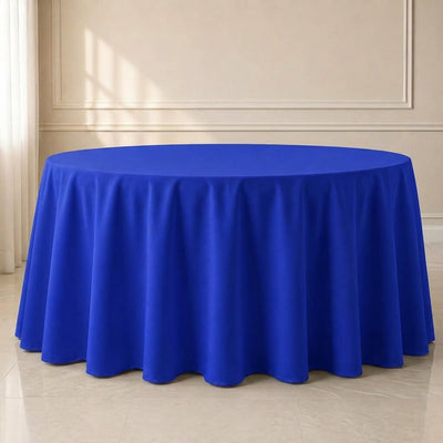 Polyester Round Tablecloth 120" Royal Blue - Durable & Seamless Table Cover