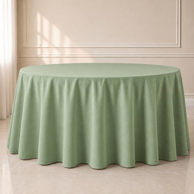 Polyester Round Tablecloth 120" Sage Green - Durable & Seamless Table Cover