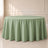 Sage green polyester round tablecloth, durable and seamless cover.