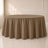 Taupe seamless polyester round tablecloth, 120 inches in diameter.